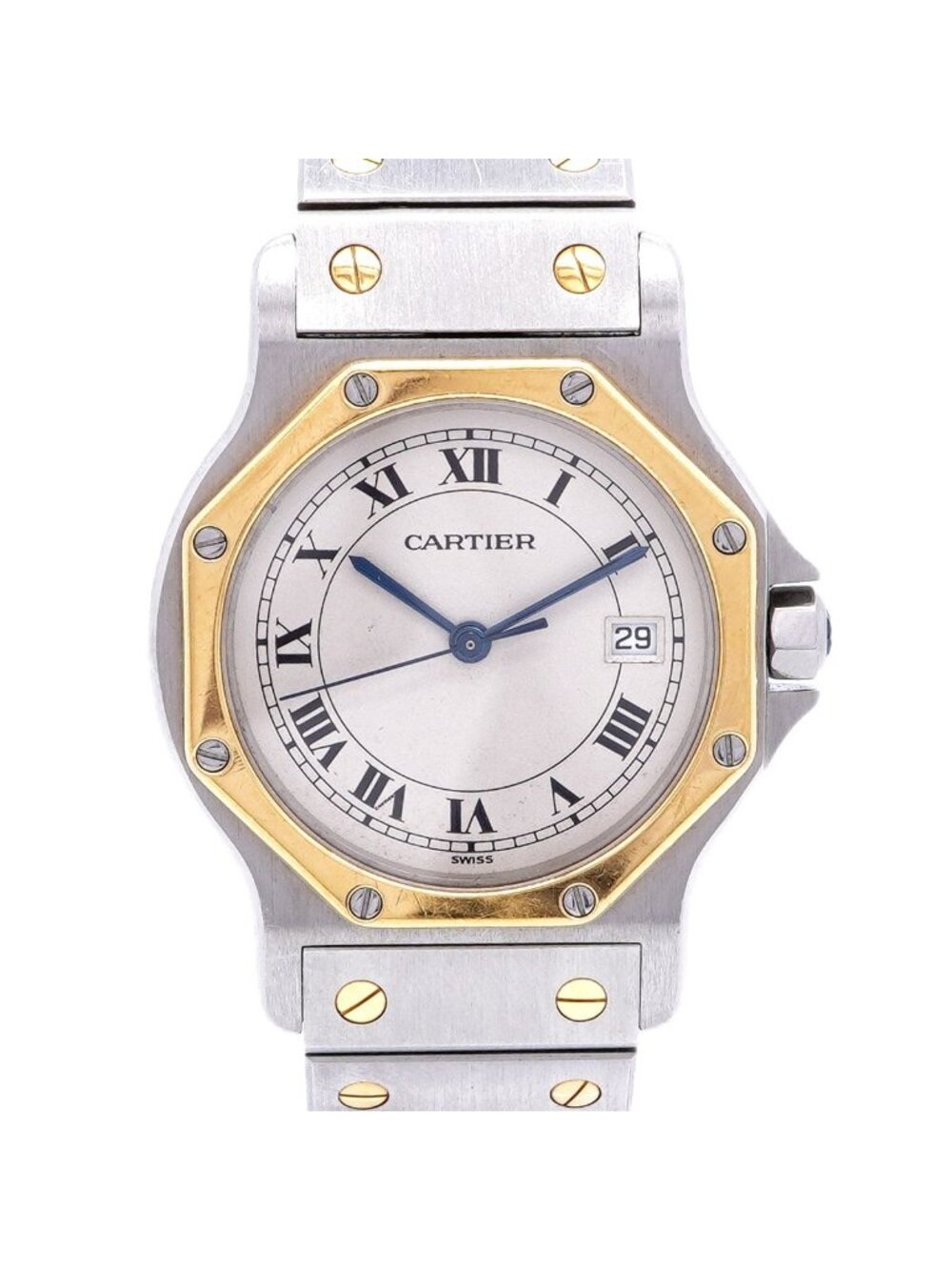 Cartier Santos Octagon LM Ivory Dial Watch Boys